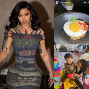 Cardi B gives a glimpse into her cozy family life with endearing dinner photos of her and her precious little ones