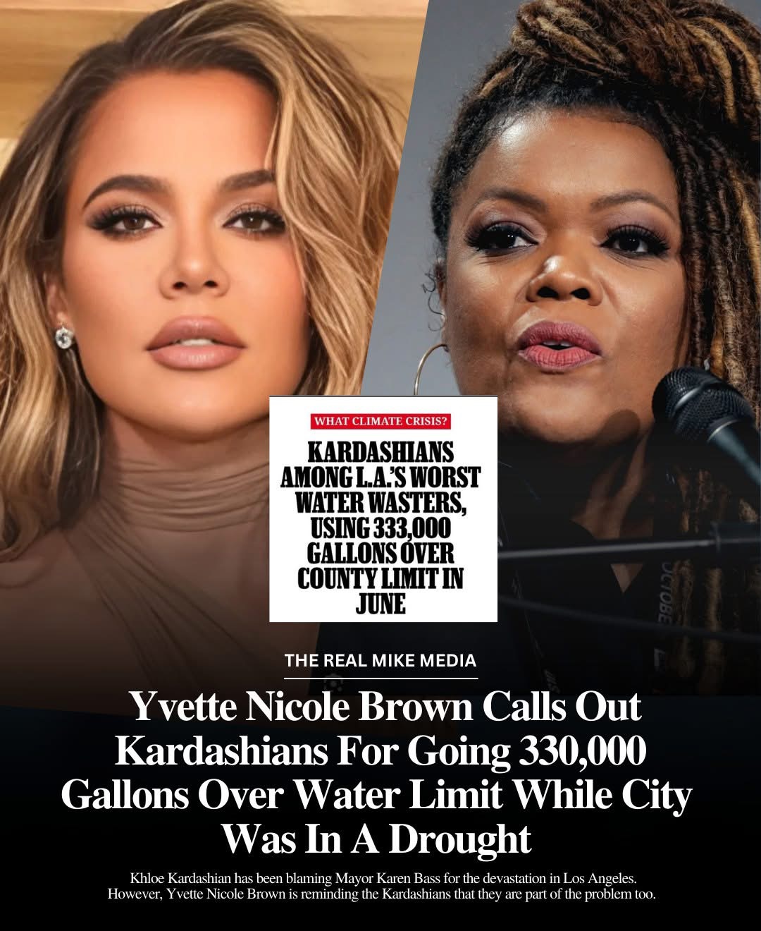 Yvette Nicole Brown calls out Khloe Kardashian after she blames Mayor Karen Bass.