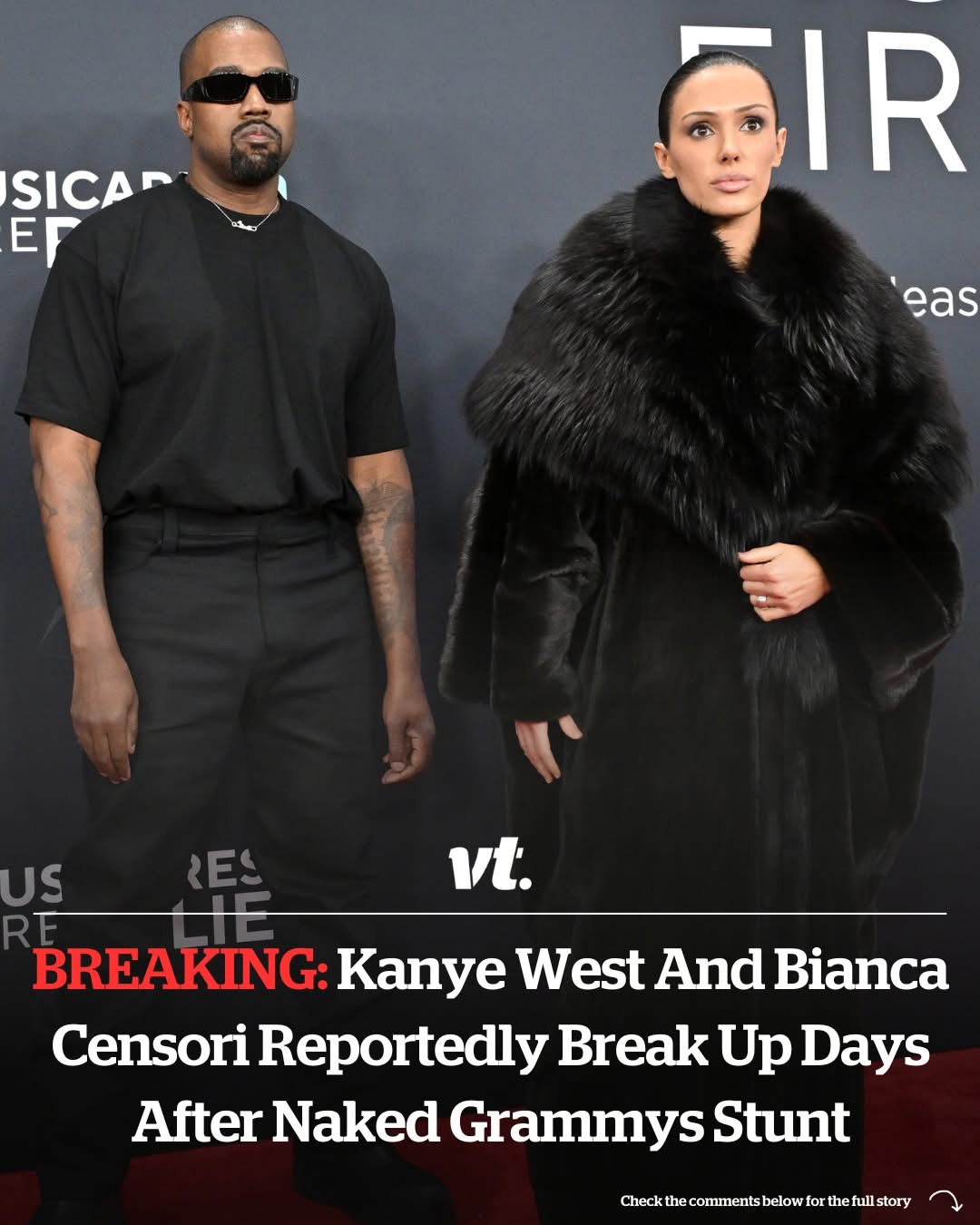 Kanye West and Bianca Censori reportedly break up days after naked Grammys stunt