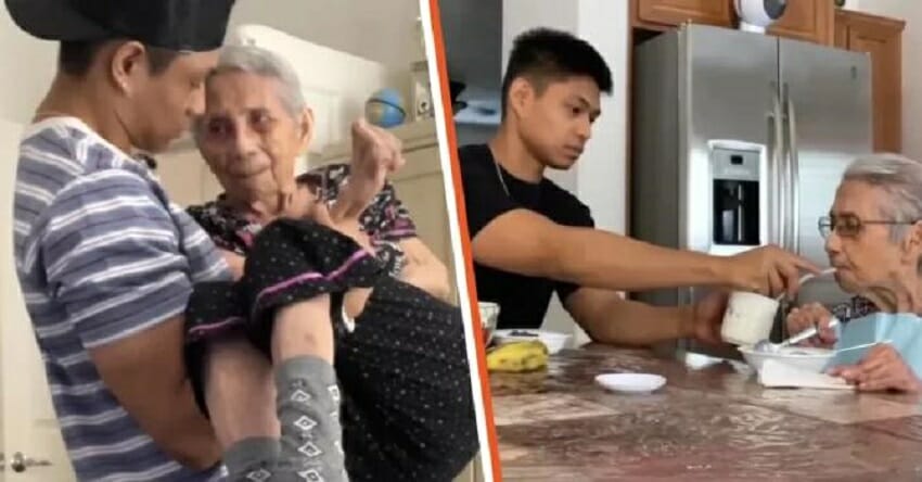 To avoid sending 96-year-old grandmother to a care home, grandson cares for her 24/7.