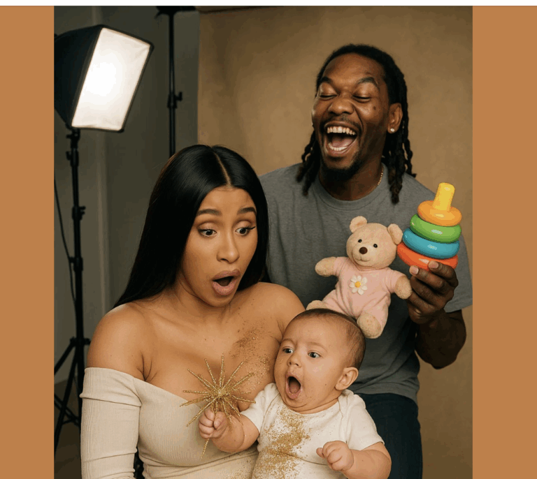 A clean studio shoot flipped into chaos when the baby grabbed glitter, Cardi B gasped, and Offset laughed nonstop, creating the most realistic family moment ever