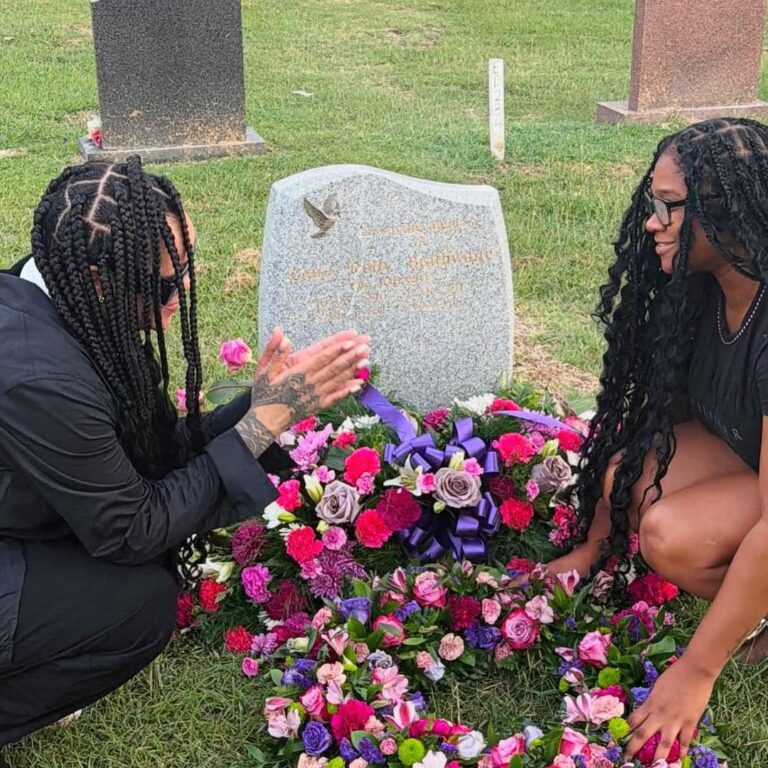 Rihanna with her family visiting her grandmother Dolly’s grave in Barbados