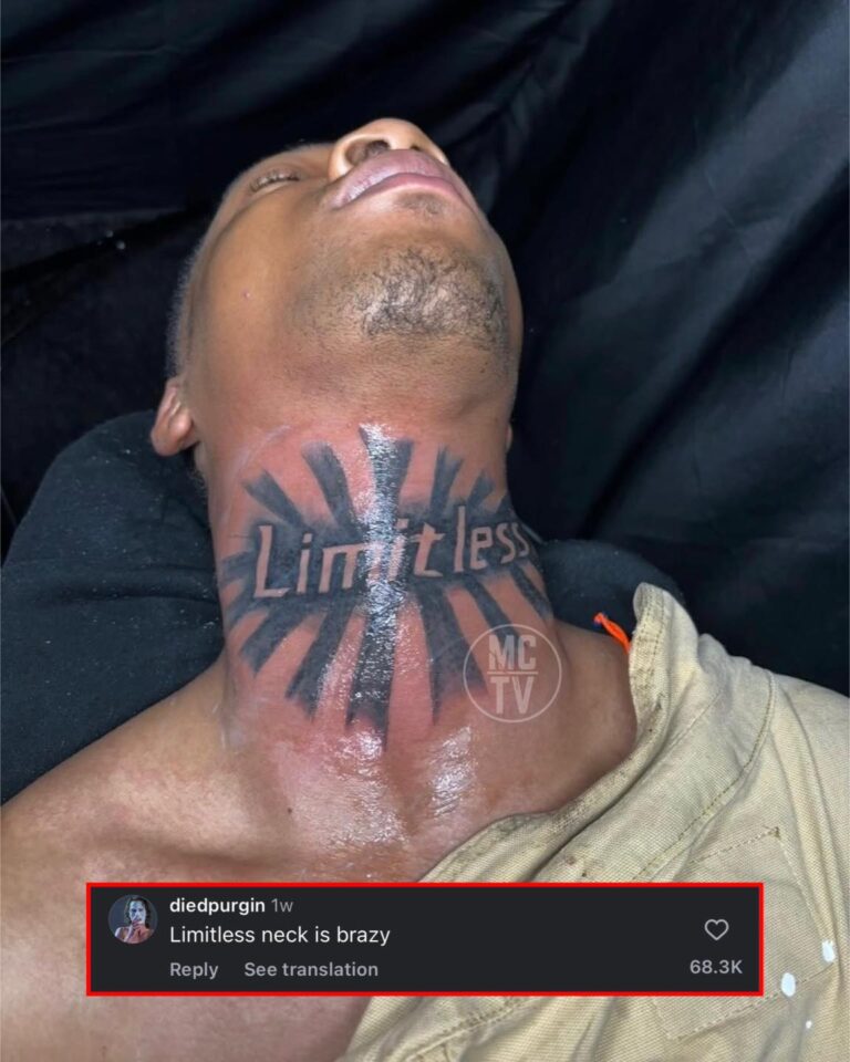 Man going viral for his neck tat
