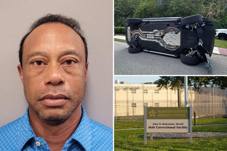Tiger Woods appears dazed and glassy-eyed in mugshot after Florida crash, DUI arrest