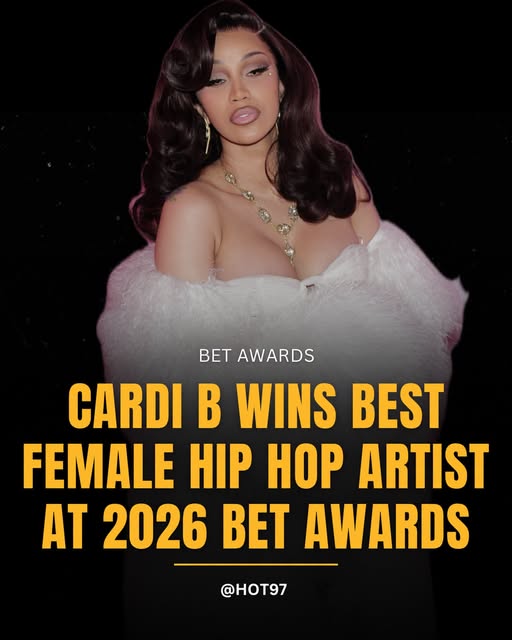 Cardi B Reigns Supreme, Wins Best Female Hip Hop Artist at the 2026 BET Awards