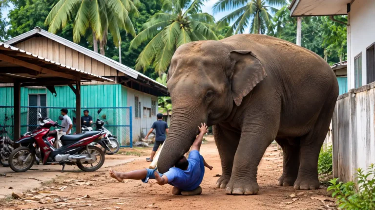 A Giant Elephant Grabs a Man in the Street, and What Happens Next Leaves Everyone Shocked